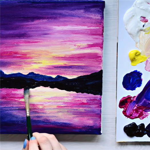 Full Tutorial: How to Paint Sunset Acrylic