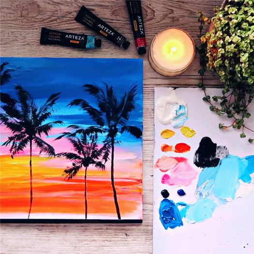 Painting Tutorial: How to Paint a Sunset in Acrylics  