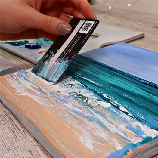 Painting Tutorial: Acrylic Ocean for Beginners (using a credit card  )