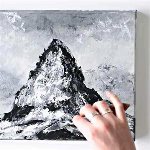 Acrylic Painting Tutorial: How to Paint Mountains in only Two Colors 