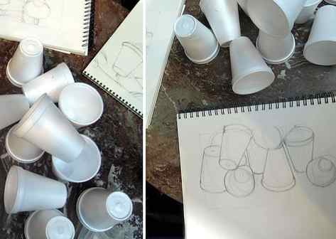 drawing ellipses: Styrofoam cups