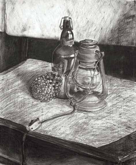 charcoal lamp drawing