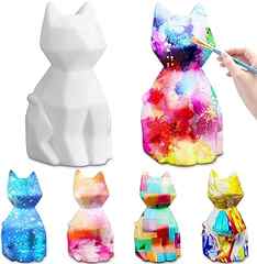 Sponsored Ad - Kittmip 6 Pcs Paint Your Own Cat Lamp Kit, 5 Inches DIY Geometric Cat Lamp Night Light Arts and Crafts Pain. 