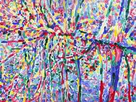 Forest river painting Abstract tree landscape original art thumb