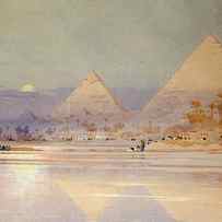 The Pyramids at dusk by Augustus Osborne Lamplough
