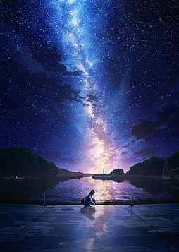 anime landscape, stars, night, scenic, Anime, HD phone wallpaper
