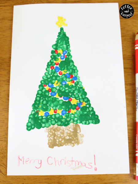 Write Merry Christmas on the Christmas Art with Pointillism card