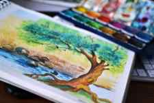 River Tree - Easy watercolor painting