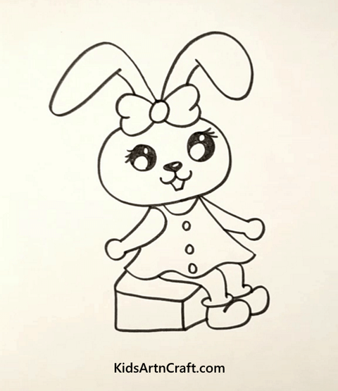 Black And White Drawings Ideas For Kids Cute Girl Bunny Drawing