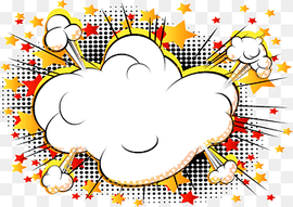 Comics Cartoon Explosion Comic book, cloud comics explosion, white clouds digital illustration, text, cloud, cloud Computing png thumbnail