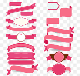 pink ribbons illustration, Ribbon Graphic design, Flat ribbon banner cartoon, cartoon Character, text, rectangle png thumbnail