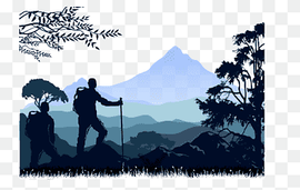 silhouette of two men hiking, Mountaineering Euclidean Rock climbing, Backpackers mountaineering, backpack, poster, landscape png thumbnail
