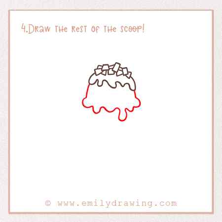 How to Draw an Ice Cream Cone - Step 4 – Draw the rest of the scoop!