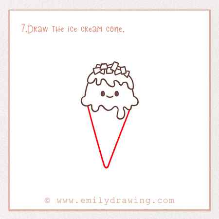 How to Draw an Ice Cream Cone - Step 7 – Draw the ice cream cone.