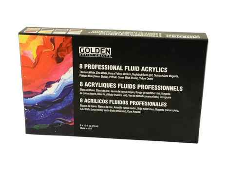 Golden Professional Fluid Acrylics 8 x 15ml set