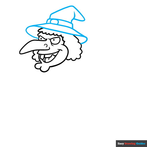 Cartoon Witch step-by-step drawing tutorial: step 4