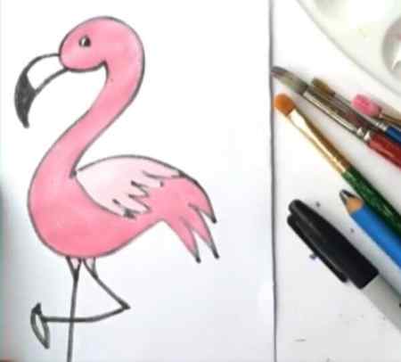 flamingo head drawing outline