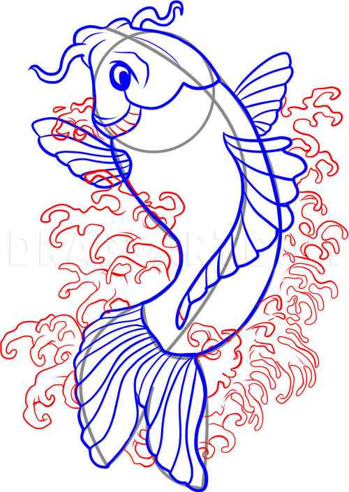 How to Draw A Koi Fish Step by Step Step 4