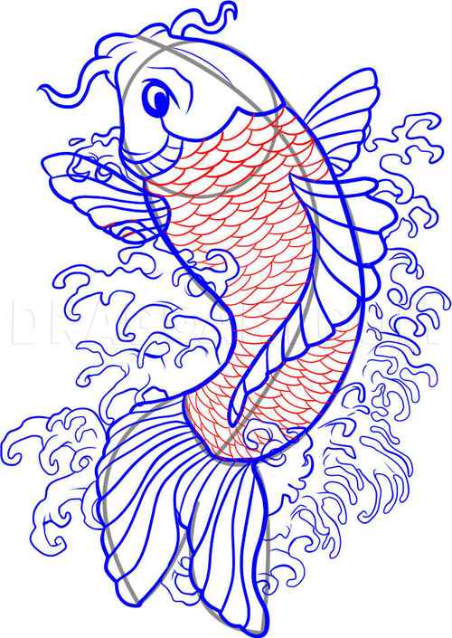 How to Draw A Koi Fish Step by Step Step 2
