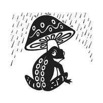 Frog Under Mushroom Umbrella by CSA Images