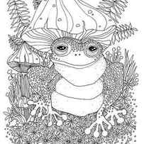 Frog And Mushrooms by Kim Kosirog