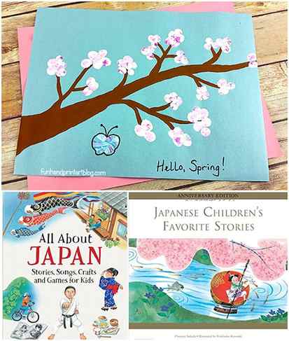 Books About Cherry Blossoms & Japan + a Pretty FIngerprint Blossoms on a Branch Craft Idea for Kids