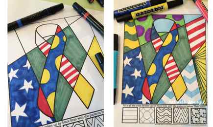 Memorial day art projects for kids. Interactive coloring sheets with patriotic symbols from Art with Jenny K. 
