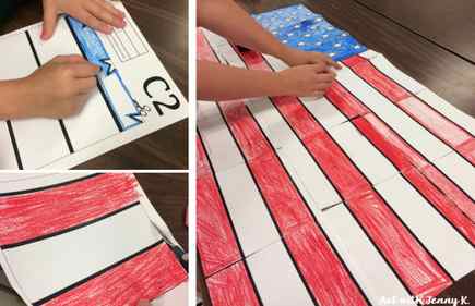 Free American Flag collaborative poster - Memorial day art projects for kids from Art with Jenny K. 