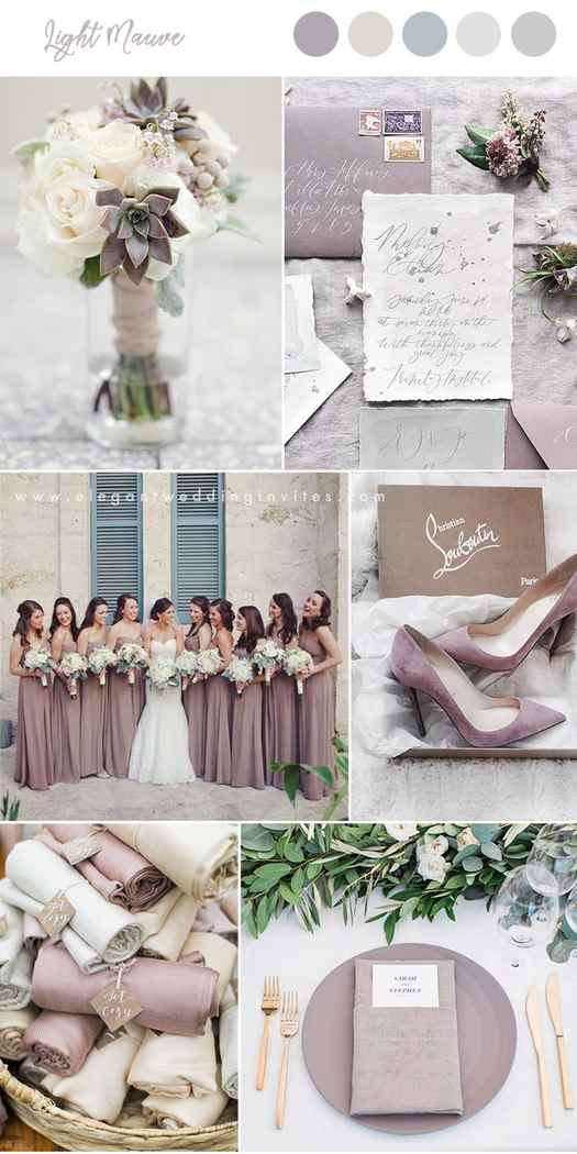 light mauve and neutral shades elegant wedding colors