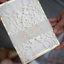 luxury foil printing wedding inviation with vullum bellyband