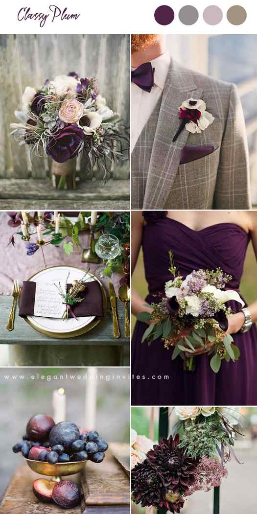 plum and grey organic fall wedding colors