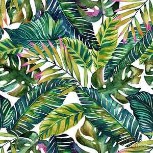 Wall Art - Painting - Tropical Green Leaves Pattern by Mark Ashkenazi