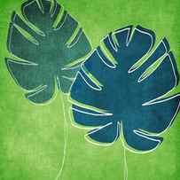Blue and Green Palm Leaves by Linda Woods