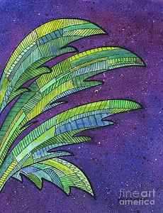 Wall Art - Painting - Palms Against the Night Sky by Diane Thornton