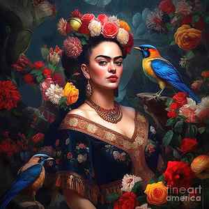 Wall Art - Painting - Frida Kahlo Self Portrait 5 by Mark Ashkenazi