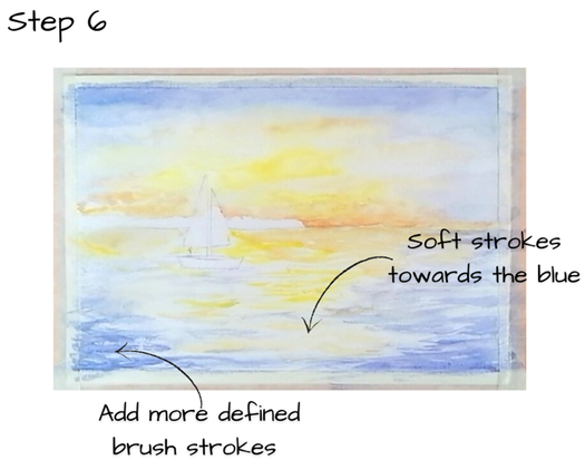 How to paint sunset boat step by step