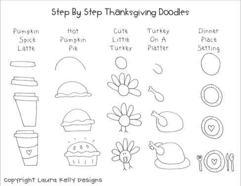 THanksgiving Doodles to Draw Step By Step #freeprintable #thanksgivingdoodles #stepbystep #thanksgivingcraft
