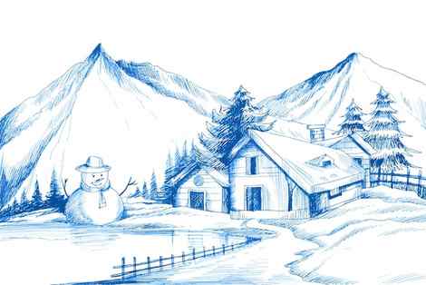 How to draw a beautiful Christmas scenery with Snowman Christmas drawing Merry christmas everyone Christmas scenery