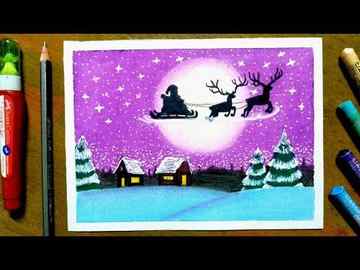 How to Draw Christmas Scene MERRY CHRISTMAS Christmas Tree Scenery Draw Snowman YouTube