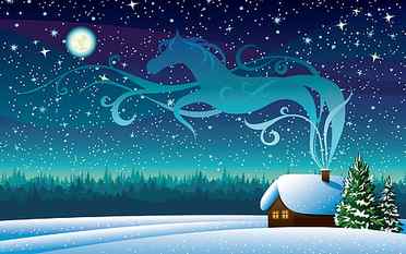 Vector illustration of a christmas landscape children play and ride on a skating rink a smoke swirls over beautiful houses CanStock