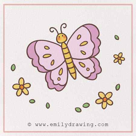 How to Draw a Butterfly - Step 10 – Color in your butterfly!