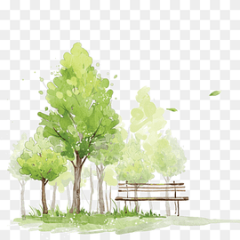 How to Paint Trees in Watercolor Watercolor painting Sketch, Watercolor trees, green tree near bench painting, watercolor Leaves, leaf, tree Branch png thumbnail