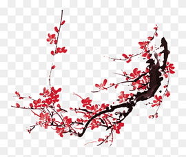 red petaled flowers, Chinese painting u540cu6d4eu5927u5b66u4e2du5fb7u5de5u7a0bu5b66u9662, Chinese painting plum blossom, watercolor Painting, chinese Style, branch png thumbnail