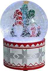 Lighted Christmas Tree Water Snow Globe with Timer- Battery Operated with Swirling Snow 12.5 Inches High - Clear