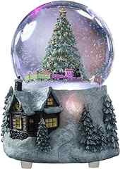 Juniland Christmas Tree and Automatic Revolving Train Snow Globe Color Changing Light Effect Snowglobe 4 Inches Plays O Ch. 
