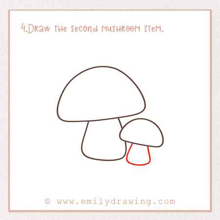 How to Draw Mushrooms - Step 4 – Draw the second mushroom stem.