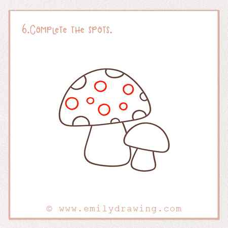 How to Draw Mushrooms - Step 6 – Complete the spots.