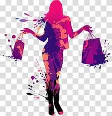 woman holding shopping bags illustration, Shopping Woman illustration, Cartoon Drawing Fashion shopping girl silhouette transparent background PNG clipart thumbnail