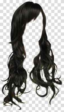 black wig illustration, Wig Black hair Long hair, black hair transparent background PNG clipart thumbnail