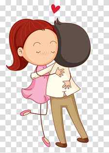 Love Cartoon Romance Hug, Cartoon couple, woman and man hugging illustration transparent background PNG clipart thumbnail